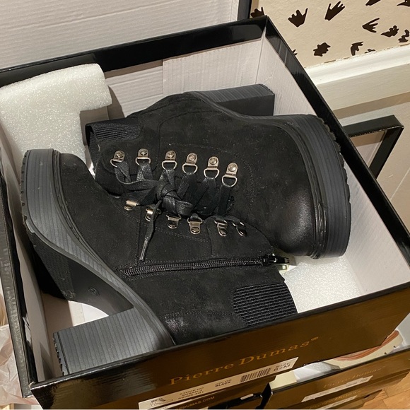 Pierre Dumas Black Lace Up Ankle Boots - Picture 5 of 6